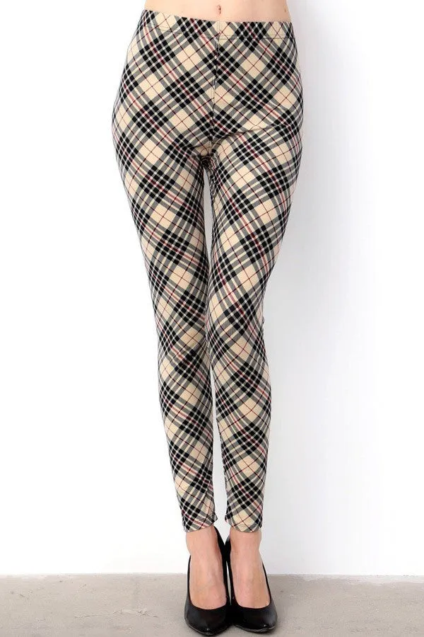 Haymarket Plaid Print Soft Leggings