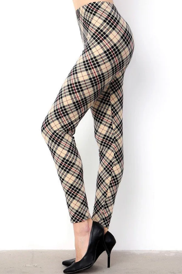 Haymarket Plaid Print Soft Leggings