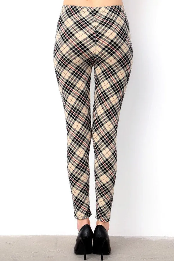 Haymarket Plaid Print Soft Leggings