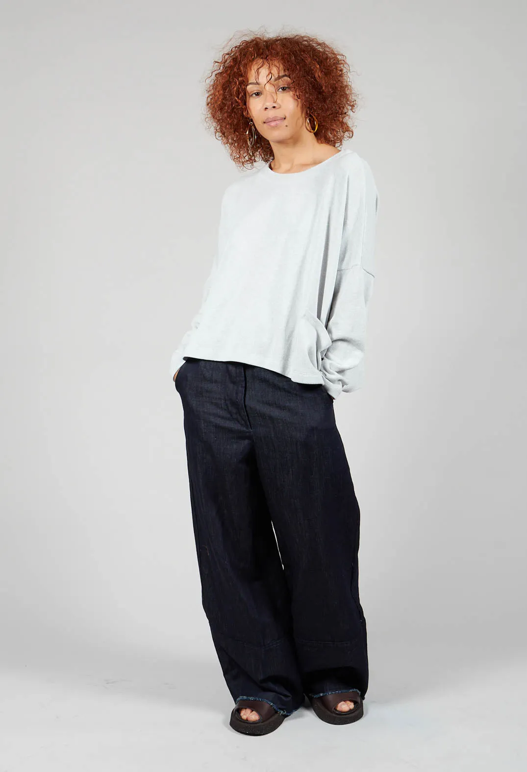 High-Waisted Trousers in Denim