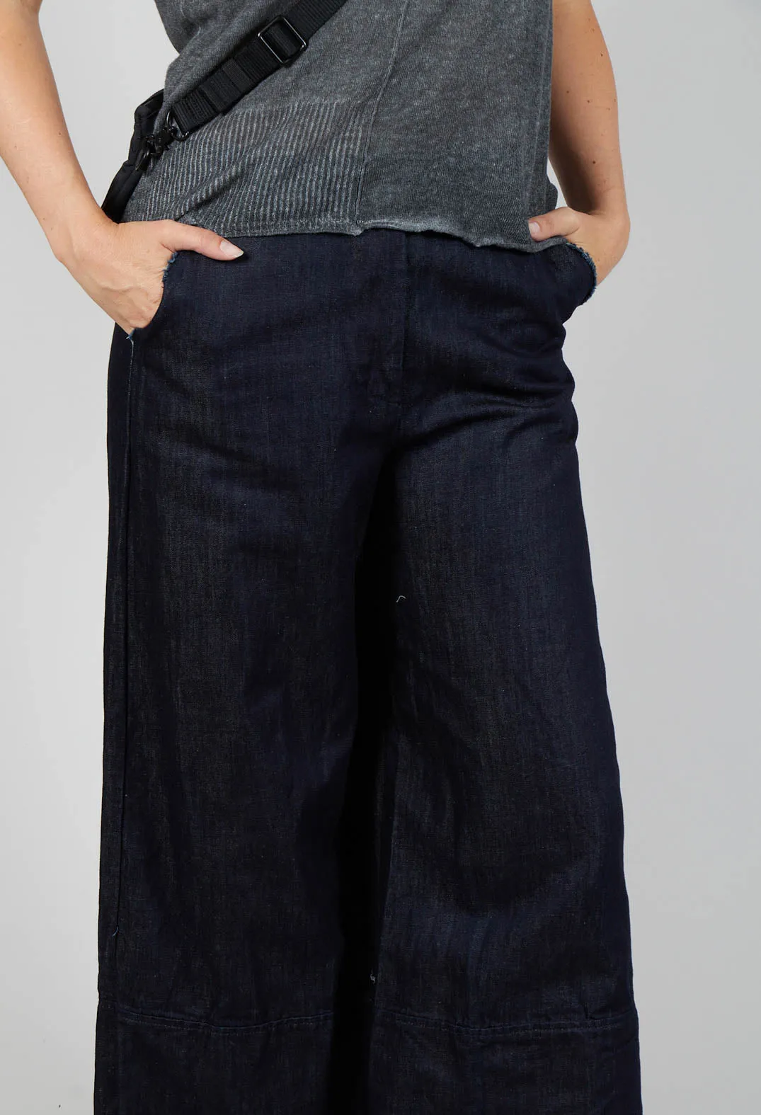 High-Waisted Trousers in Denim