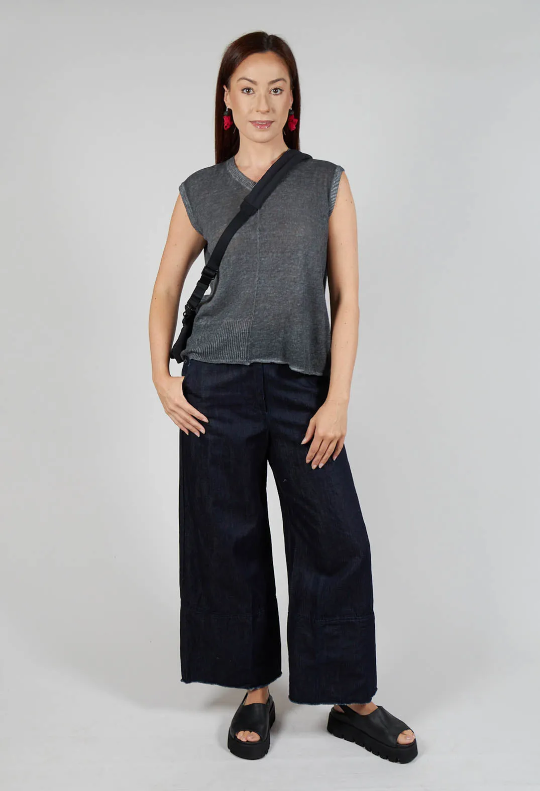 High-Waisted Trousers in Denim