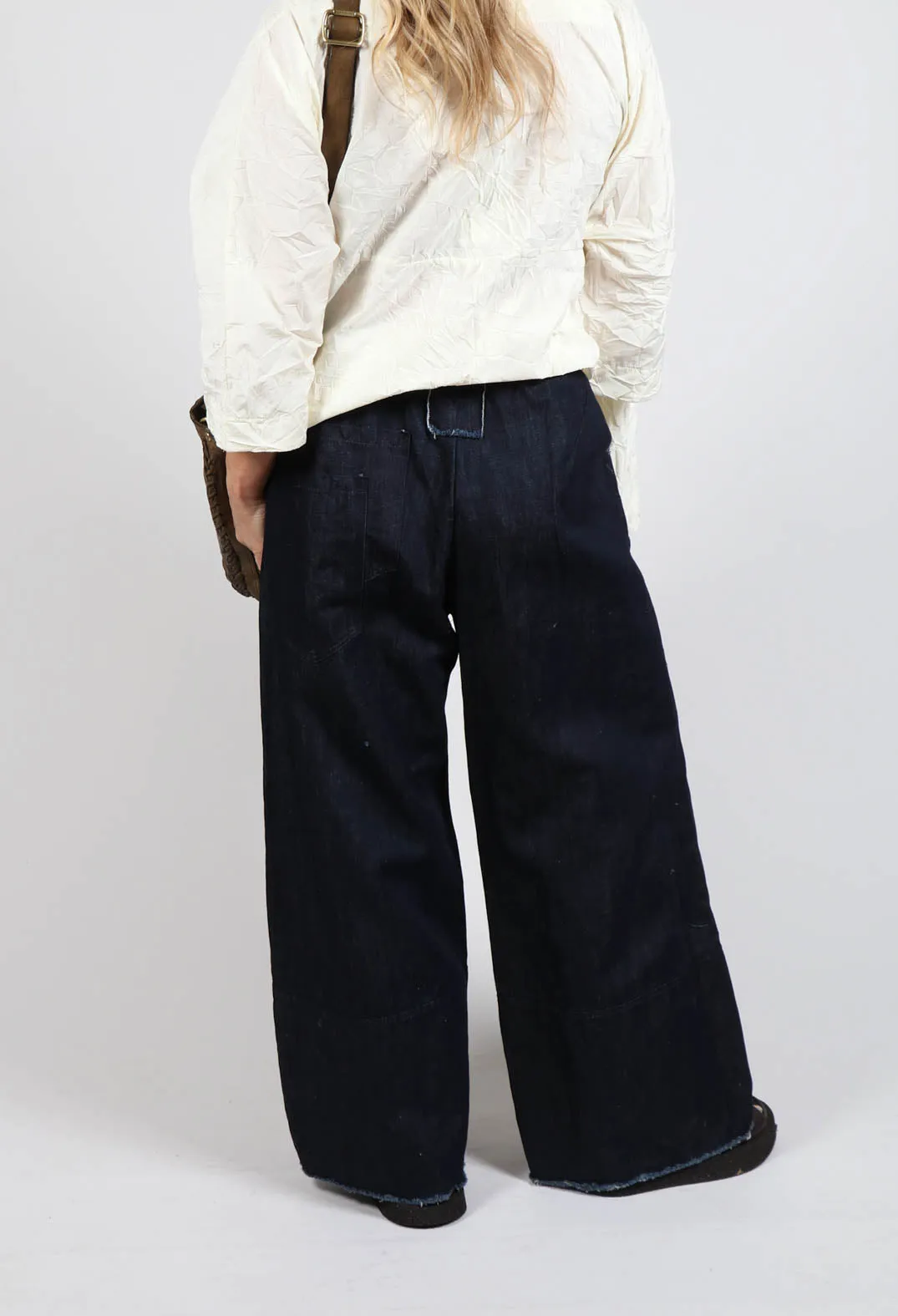 High-Waisted Trousers in Denim