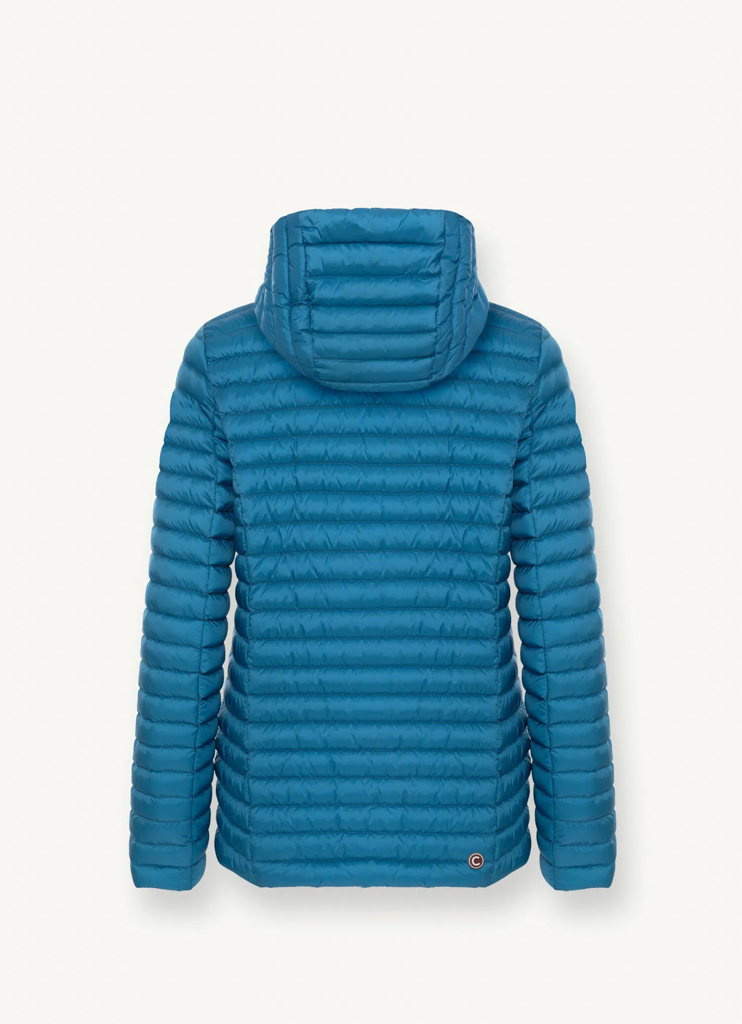 Hooded mid-length down jacket-