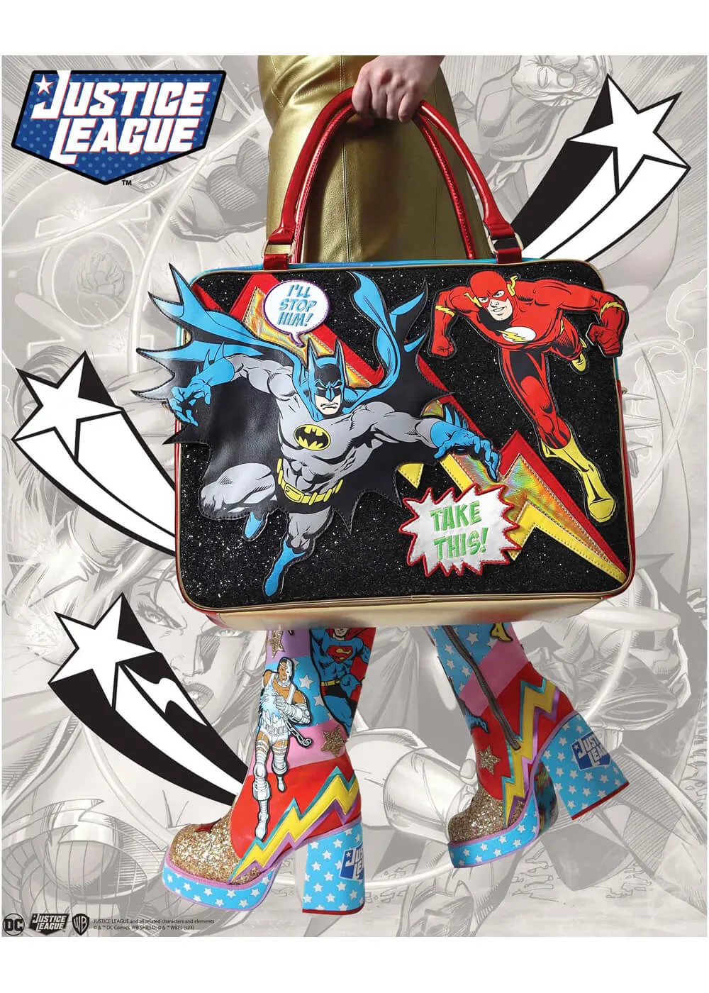 Irregular Choice x Justice League Team Up Boots Red