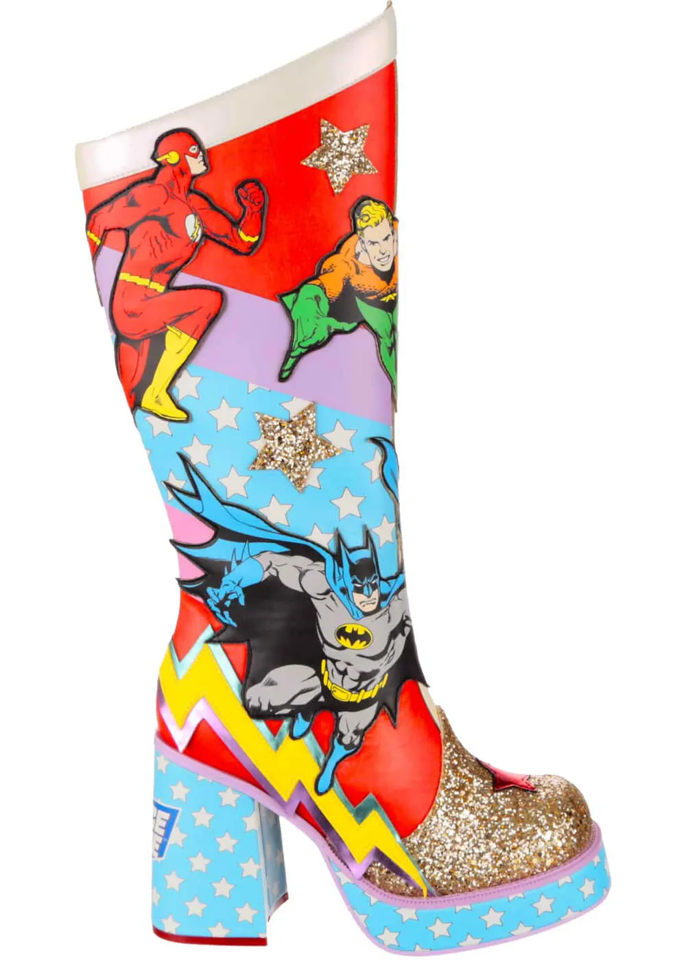 Irregular Choice x Justice League Team Up Boots Red