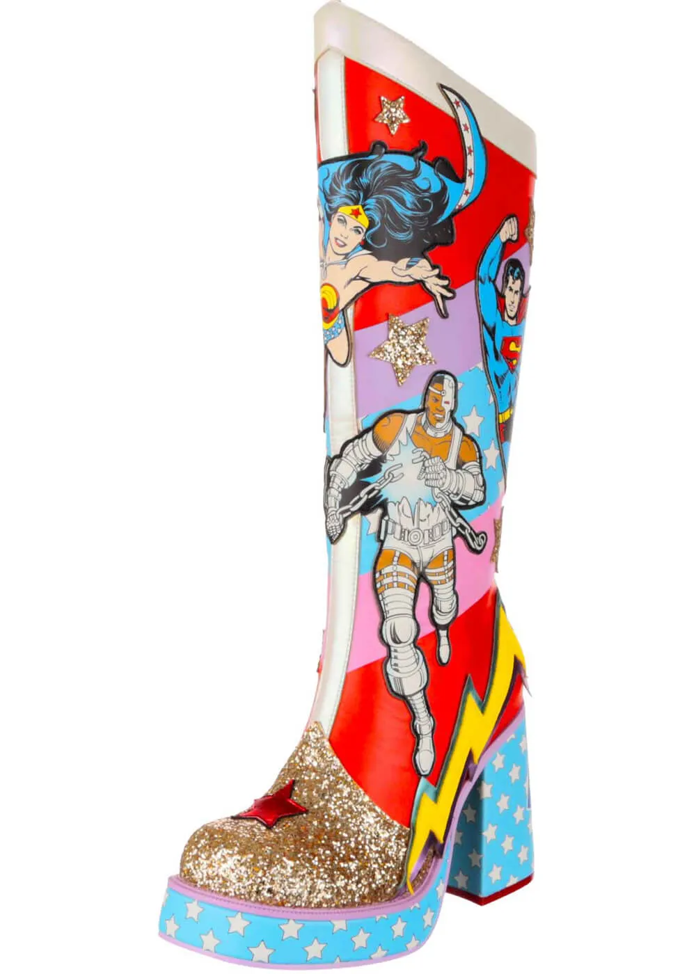 Irregular Choice x Justice League Team Up Boots Red