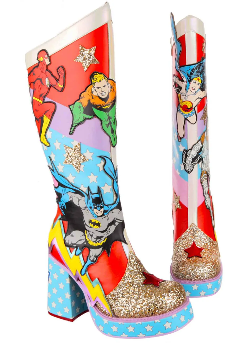 Irregular Choice x Justice League Team Up Boots Red