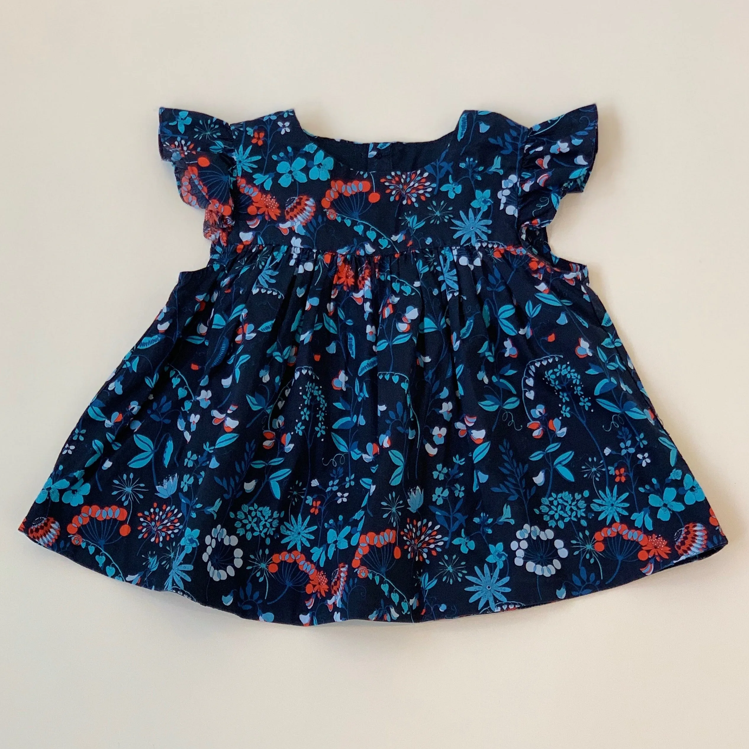 Jacadi Navy Floral Print Blouse: 24 Months