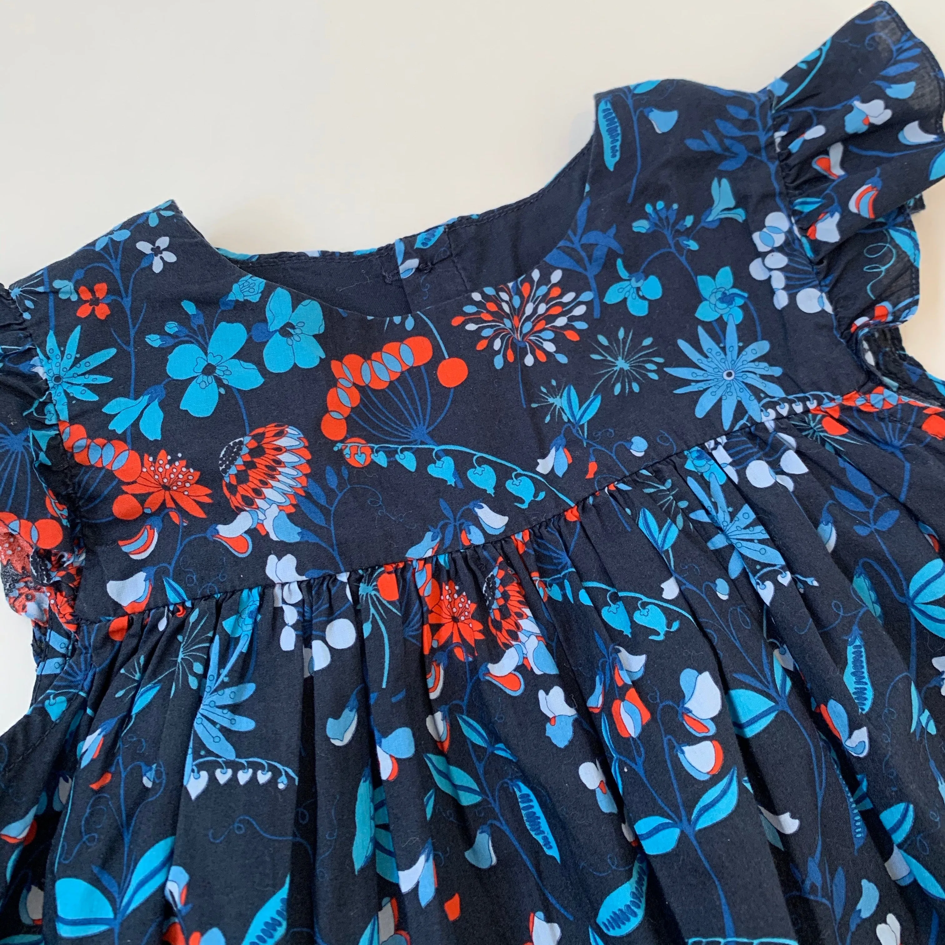 Jacadi Navy Floral Print Blouse: 24 Months