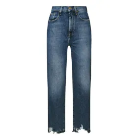 JEANS LOGAN CON FONDO SFRANGIATO Donna Mid Blue