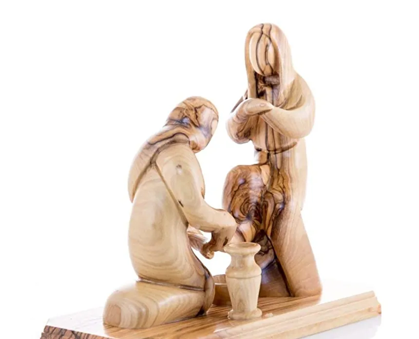 Jesus Washing Feet, 7.1 Wooden Carving Abstract