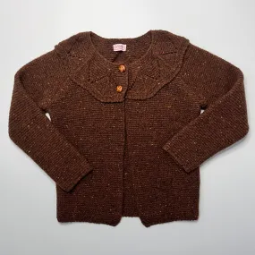 La Coqueta Chocolate Brown Wool Mix Cardigan With Leather Buttons: 5 Years