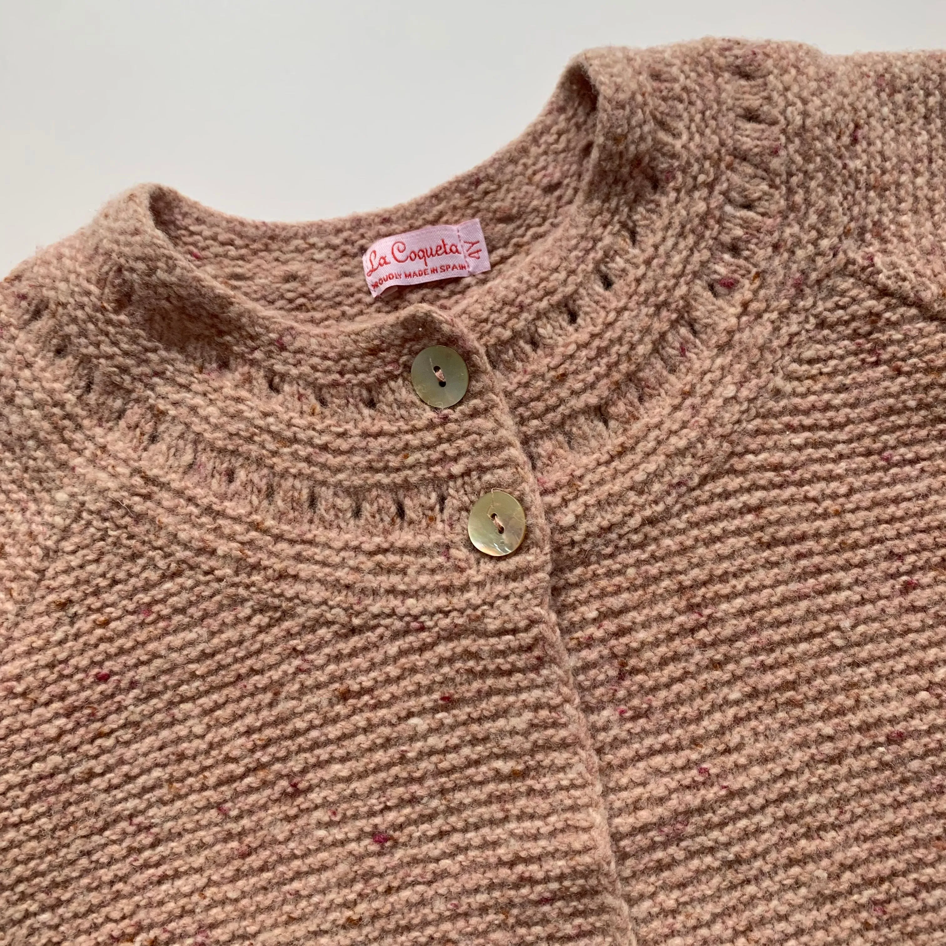 La Coqueta Dusty Pink Wool Mix Cardigan: 4 Years