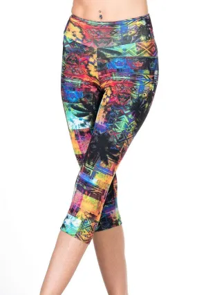 Last Chance!  Margarita Activewear Palm Print Capri 302T