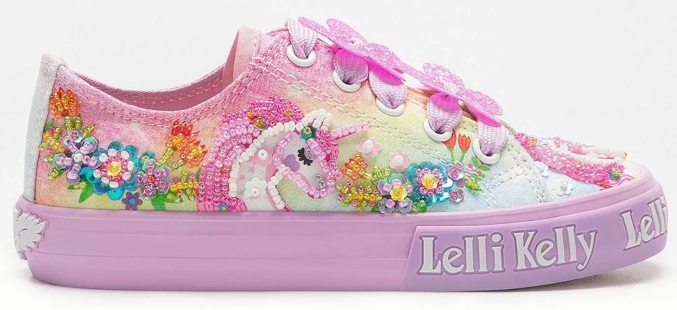 Lelli Kelly LK 1003 Unicorn Canvas Pump Trainer Shoes Lilac