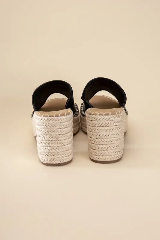 LOCK ESPADRILLE MULE HEELS