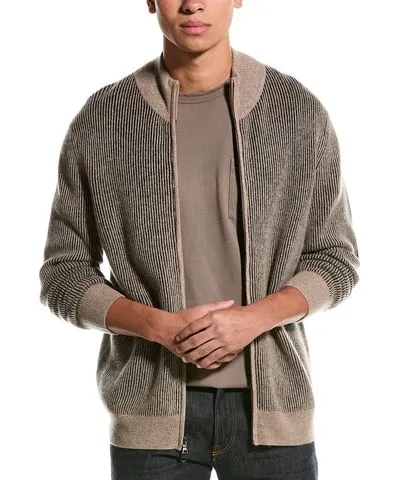 Magaschoni Cashmere Mock Neck Zip Cardigan