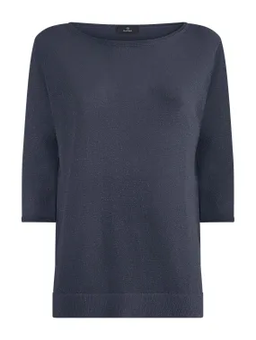 Maglia con manica 3/4 in Crêpe Lurex - Bleu