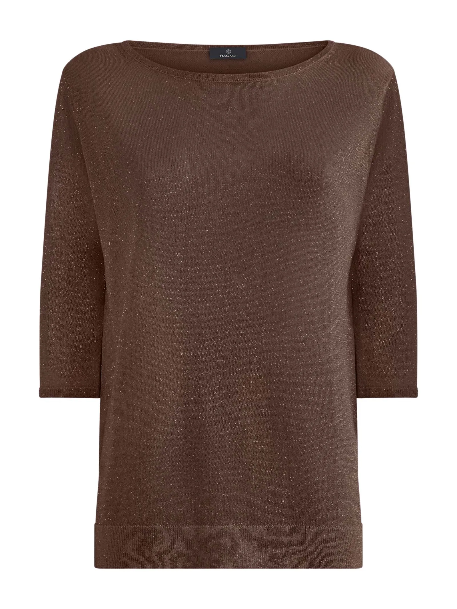 Maglia con manica 3/4 in Crêpe Lurex - Cappuccino