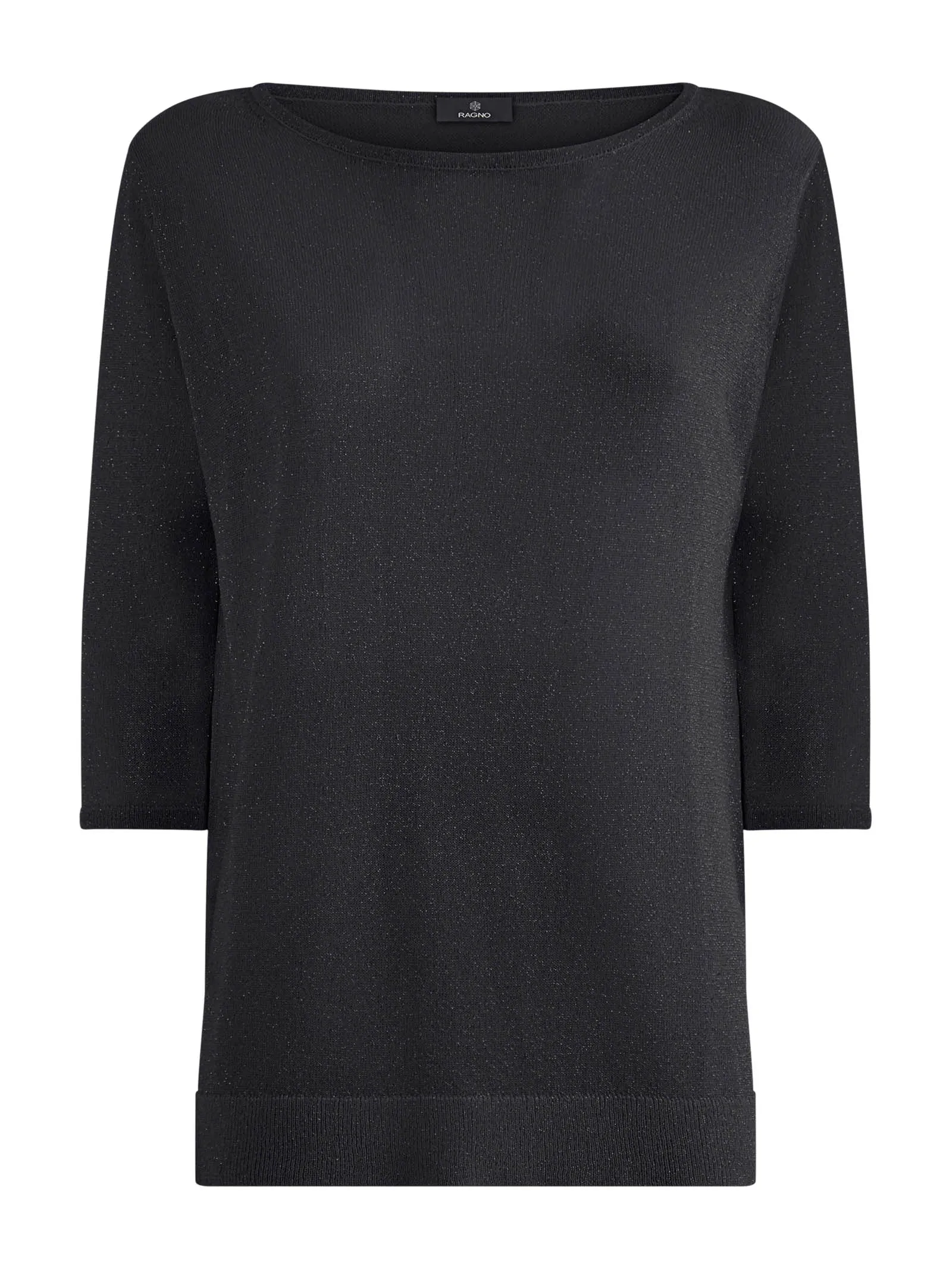 Maglia con manica 3/4 in Crêpe Lurex - Nero