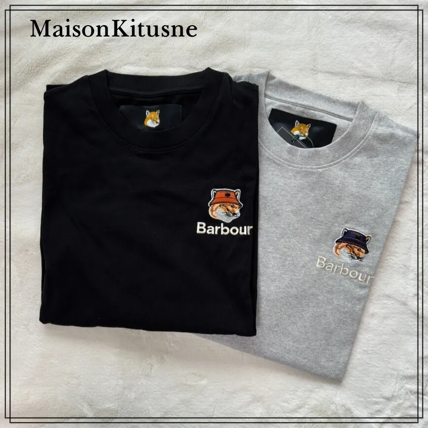 MAISON KITSUNE  |U-Neck Long Sleeves Plain Other Animal Patterns Cotton