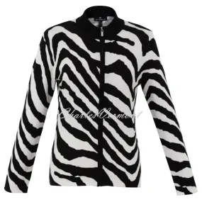 Marble Animal Print Cardigan - Style 7110-104 (Ivory / Black)