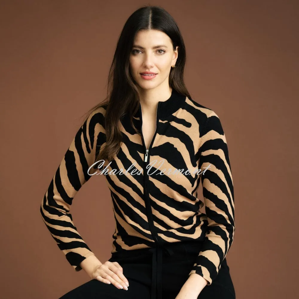 Marble Animal Print Cardigan - Style 7110-209 (Light Tobacco / Black)