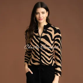 Marble Animal Print Cardigan - Style 7110-209 (Light Tobacco / Black)