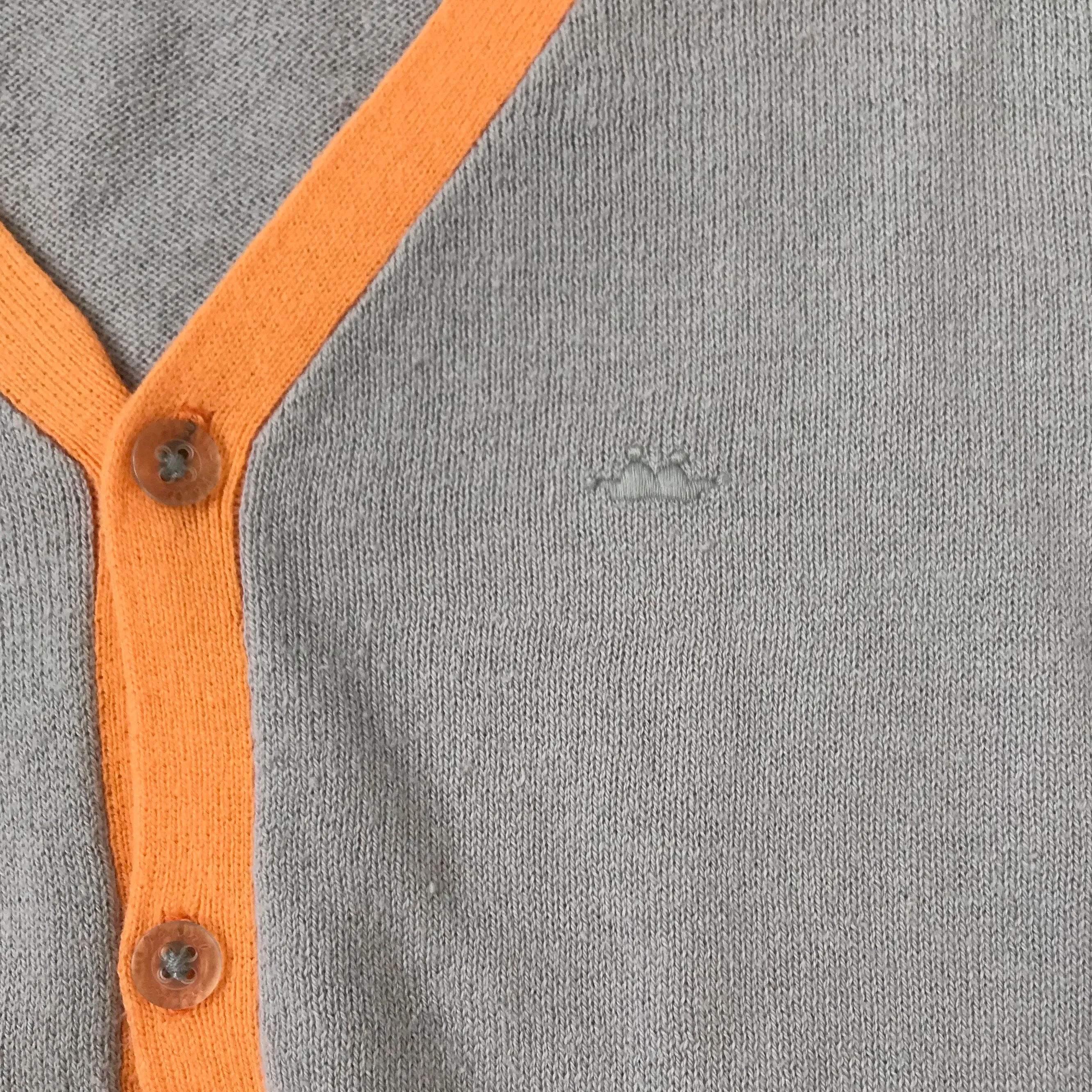 Marie-Chantal Grey And Orange Cotton Cardigan: 6 Years