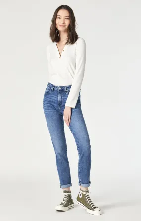 Mavi Kathleen Slim Boyfriend Jeans In Mid Feather Blue