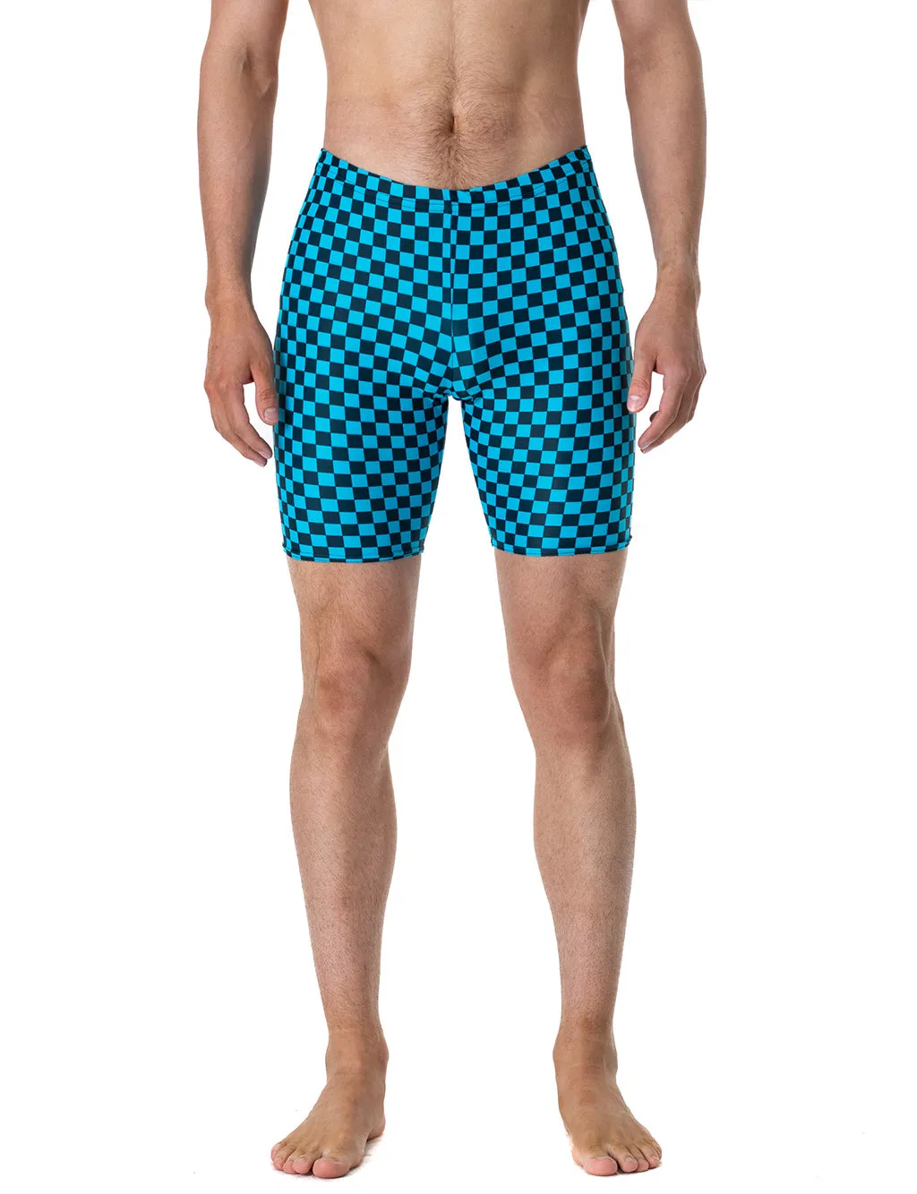 MENS BIKE SHORTS - BLUE & BLACK CHECKERBOARD