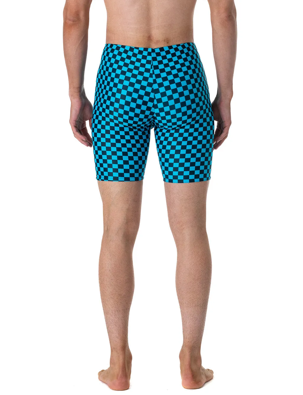 MENS BIKE SHORTS - BLUE & BLACK CHECKERBOARD