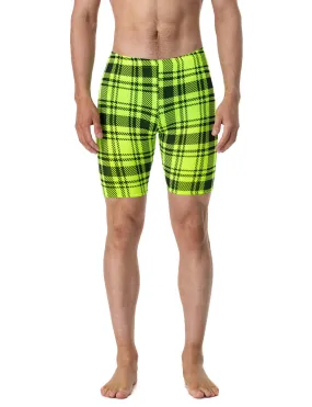 MENS BIKE SHORTS - YELLOW & BLACK PLAID