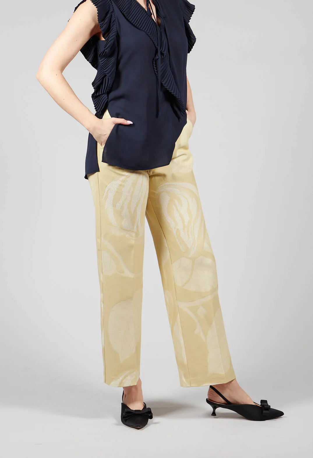 Mesh Lace Trousers in Pampas