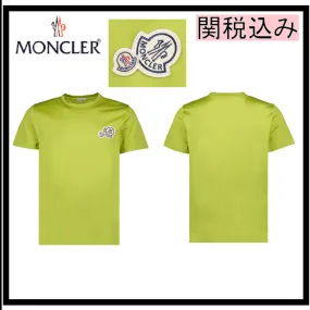 MONCLER  |Crew Neck Pullovers Street Style Cotton Short Sleeves Logo