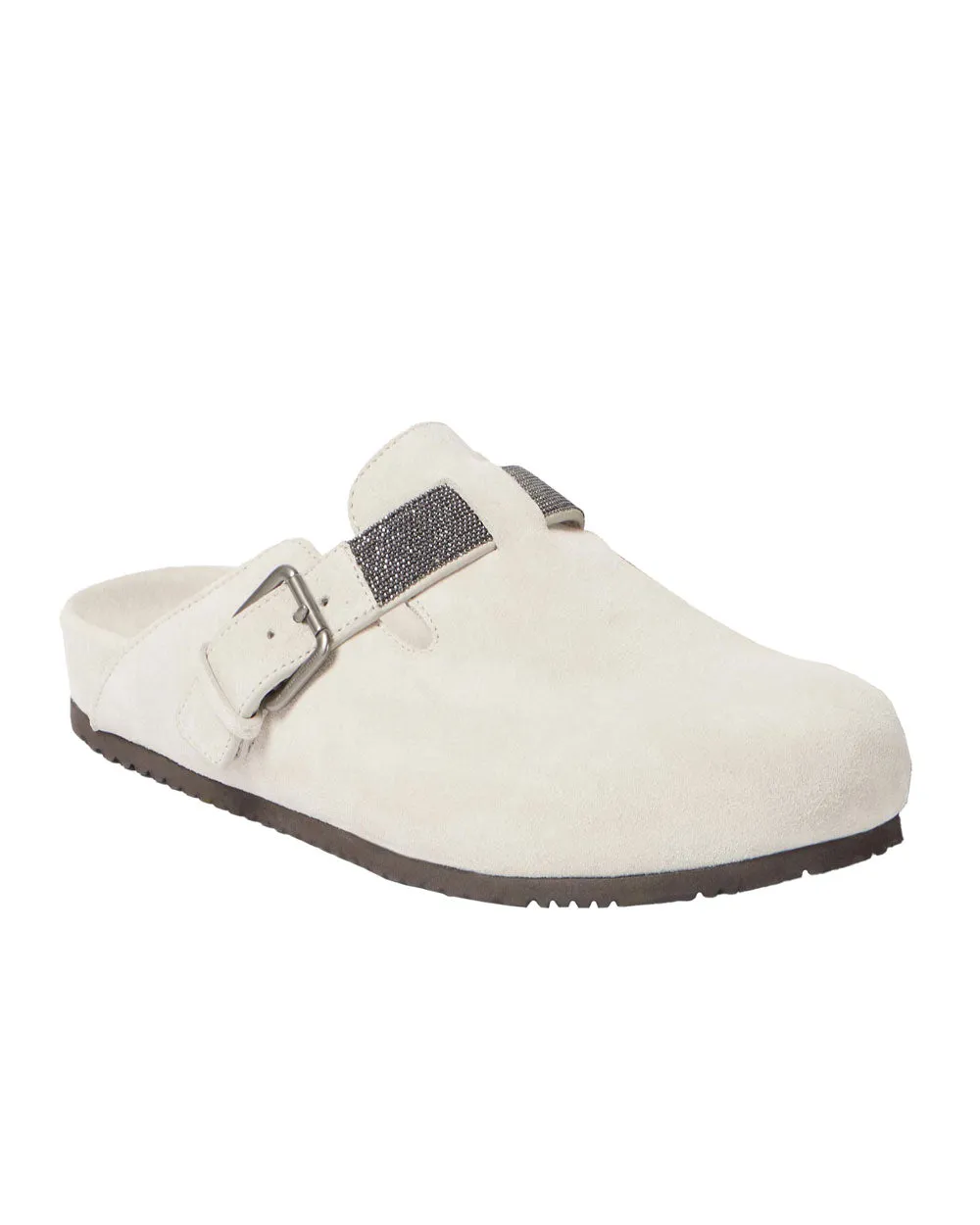 Monili Suede Mule in White