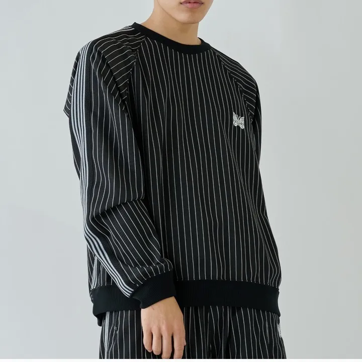 Needles  |Crew Neck Pullovers Stripes Unisex Street Style Long Sleeves