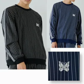 Needles  |Crew Neck Pullovers Stripes Unisex Street Style Long Sleeves