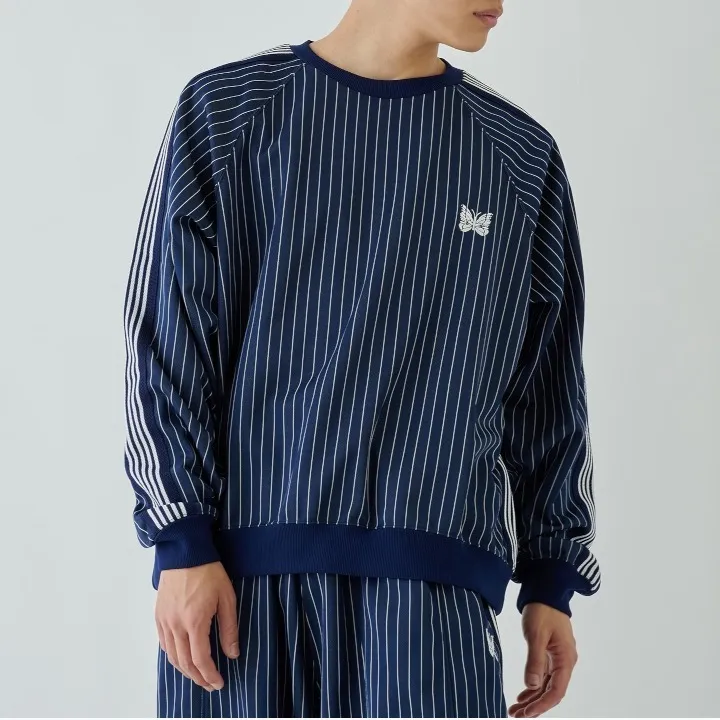 Needles  |Crew Neck Pullovers Stripes Unisex Street Style Long Sleeves