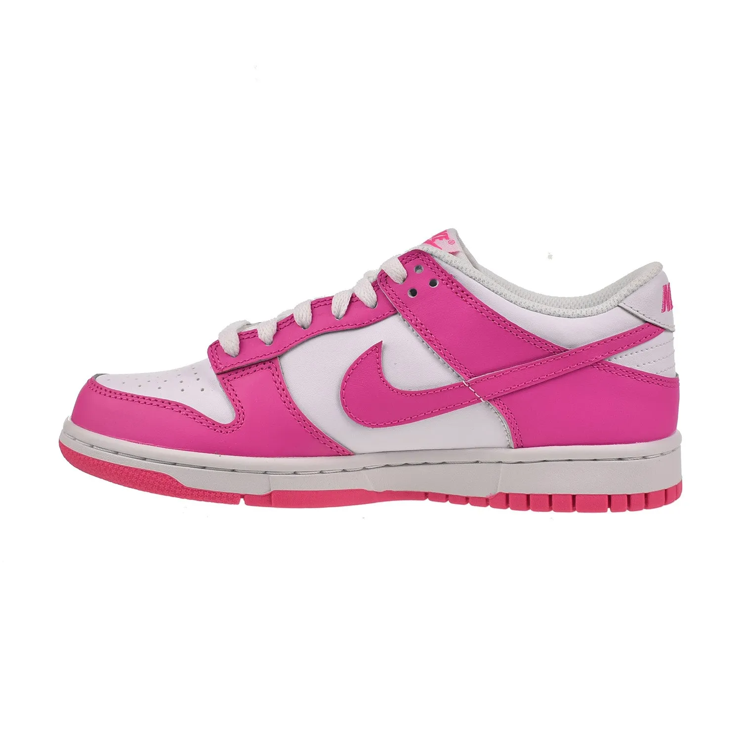 Nike Dunk Low (GS) Big Kids' Shoes White-Laser Fuchsia