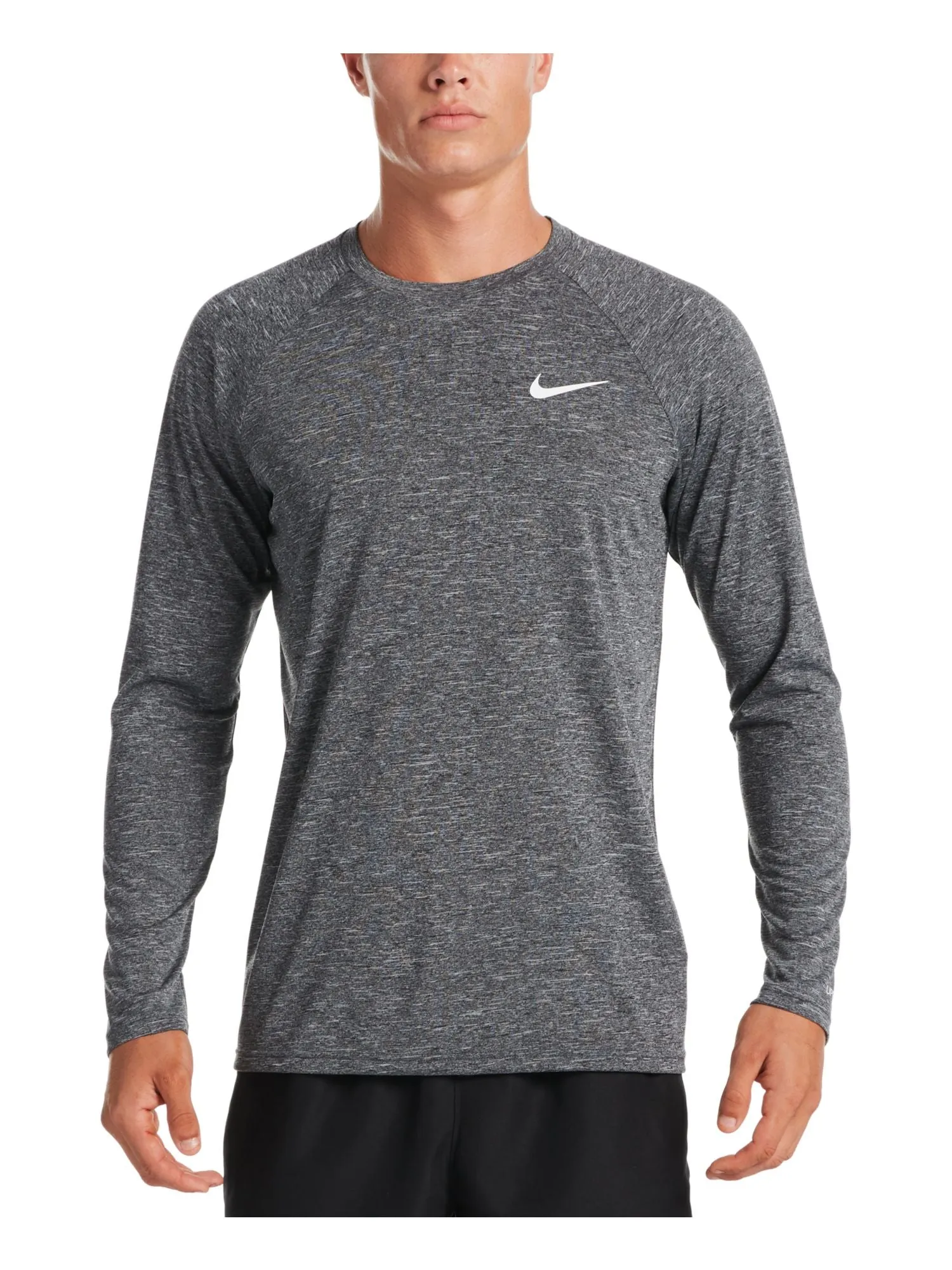 NIKE Mens Gray Heather Long Sleeve Classic Fit Moisture Wicking T-Shirt