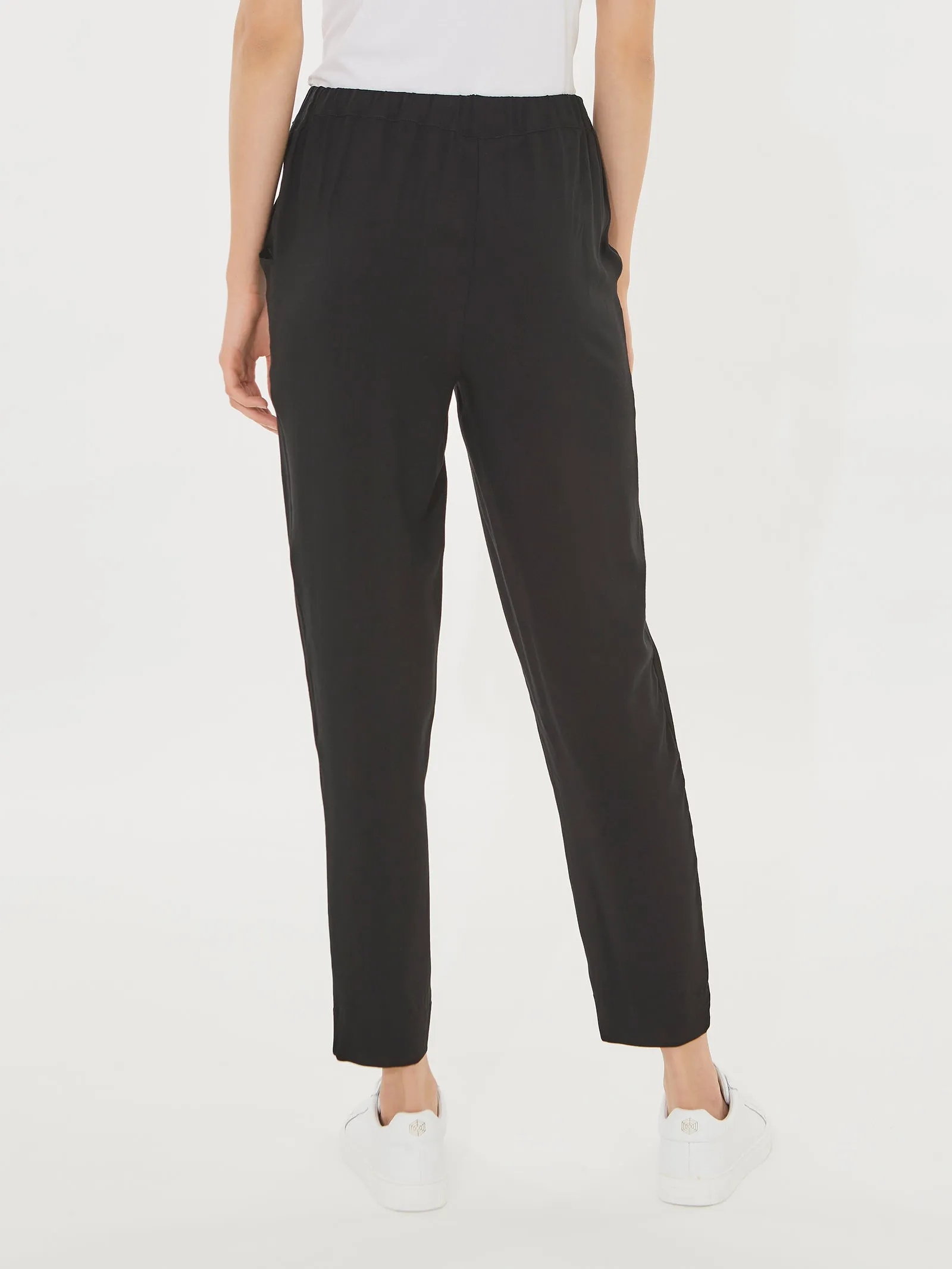 Pantalone jogger in twill di viscosa - Nero