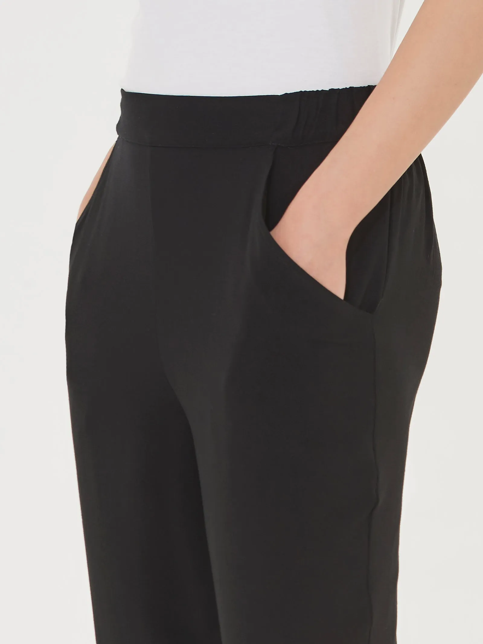 Pantalone jogger in twill di viscosa - Nero