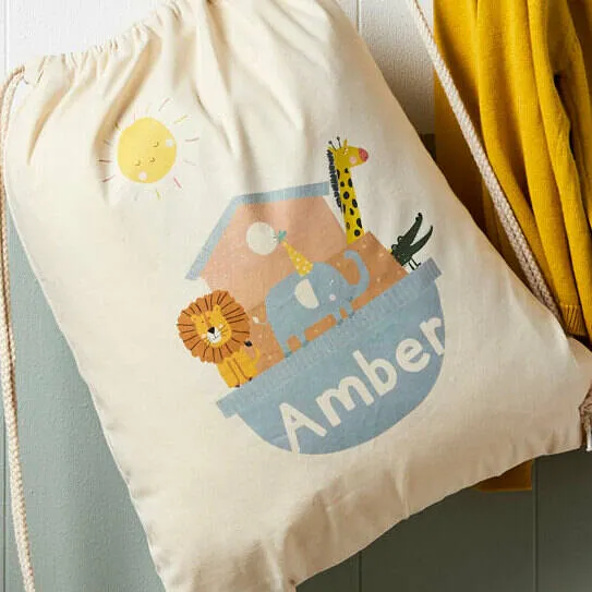 Personalised Noah's Ark Cotton Nursery Bag