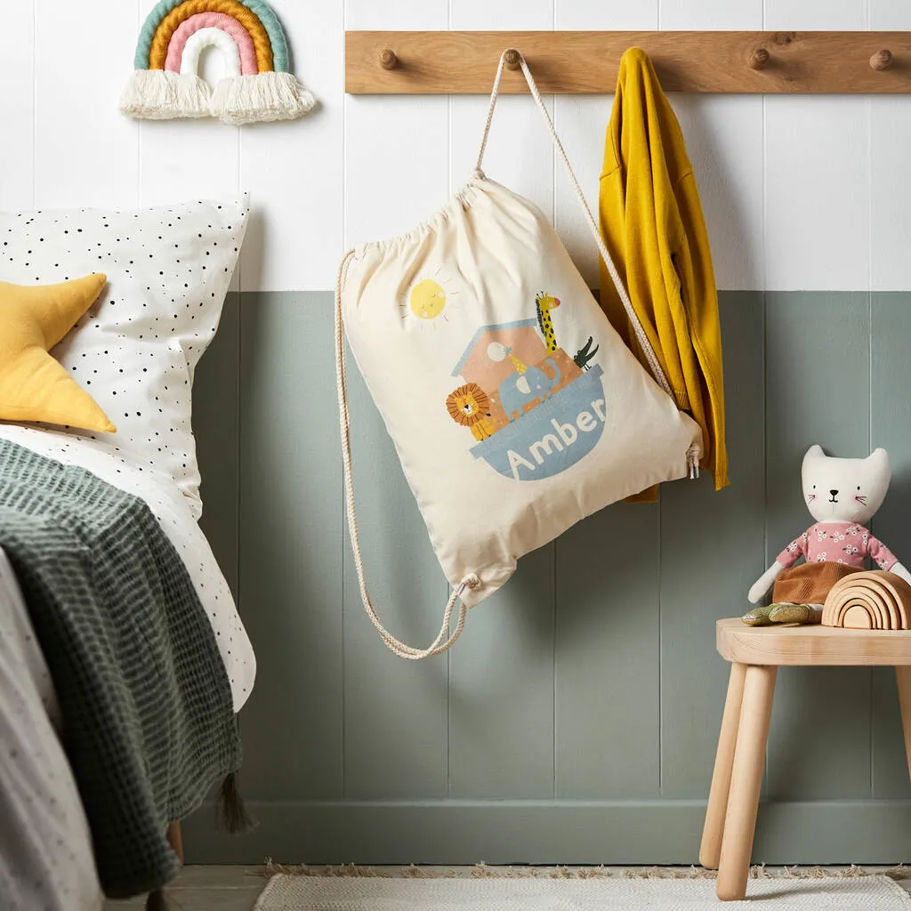 Personalised Noah's Ark Cotton Nursery Bag