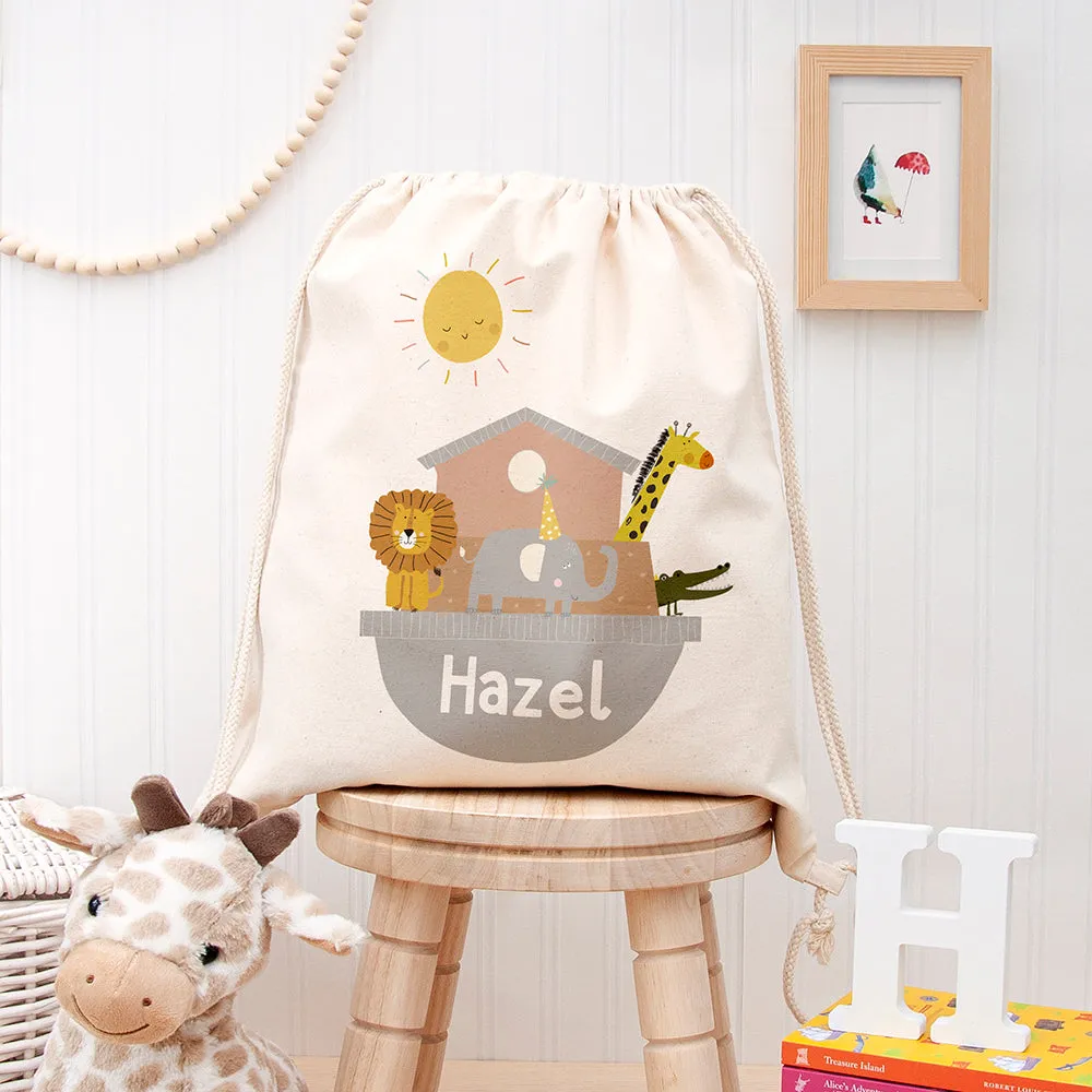 Personalised Noah's Ark Cotton Nursery Bag