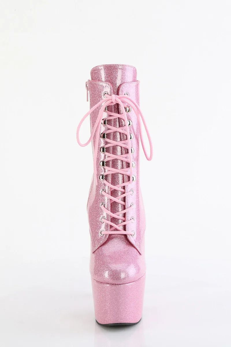 Pleaser USA Adore-1020GP 7inch Pleaser Boots - Baby Pink Glitter