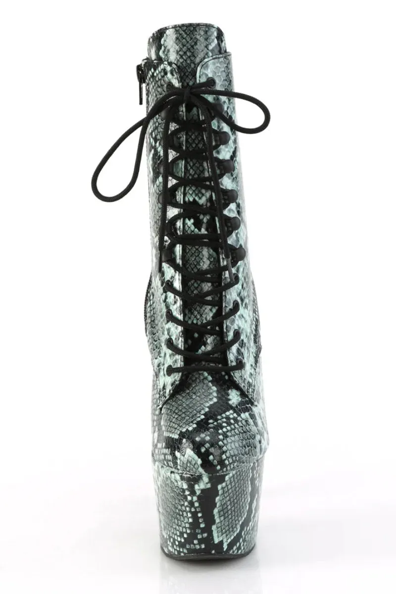 Pleaser USA Adore-1020SPWR 7inch Pleaser Boots - Mint Snake