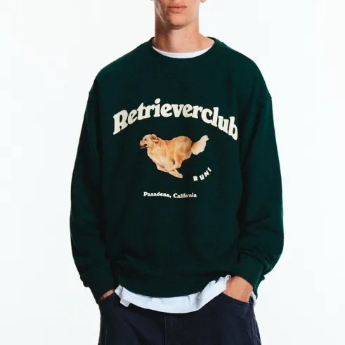 Retriever Club  |Crew Neck Unisex Street Style Long Sleeves Plain